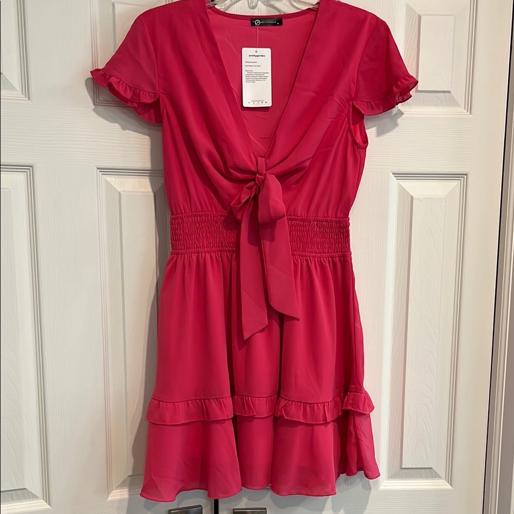 Vibrant Pink Dress with Ruffle Hem